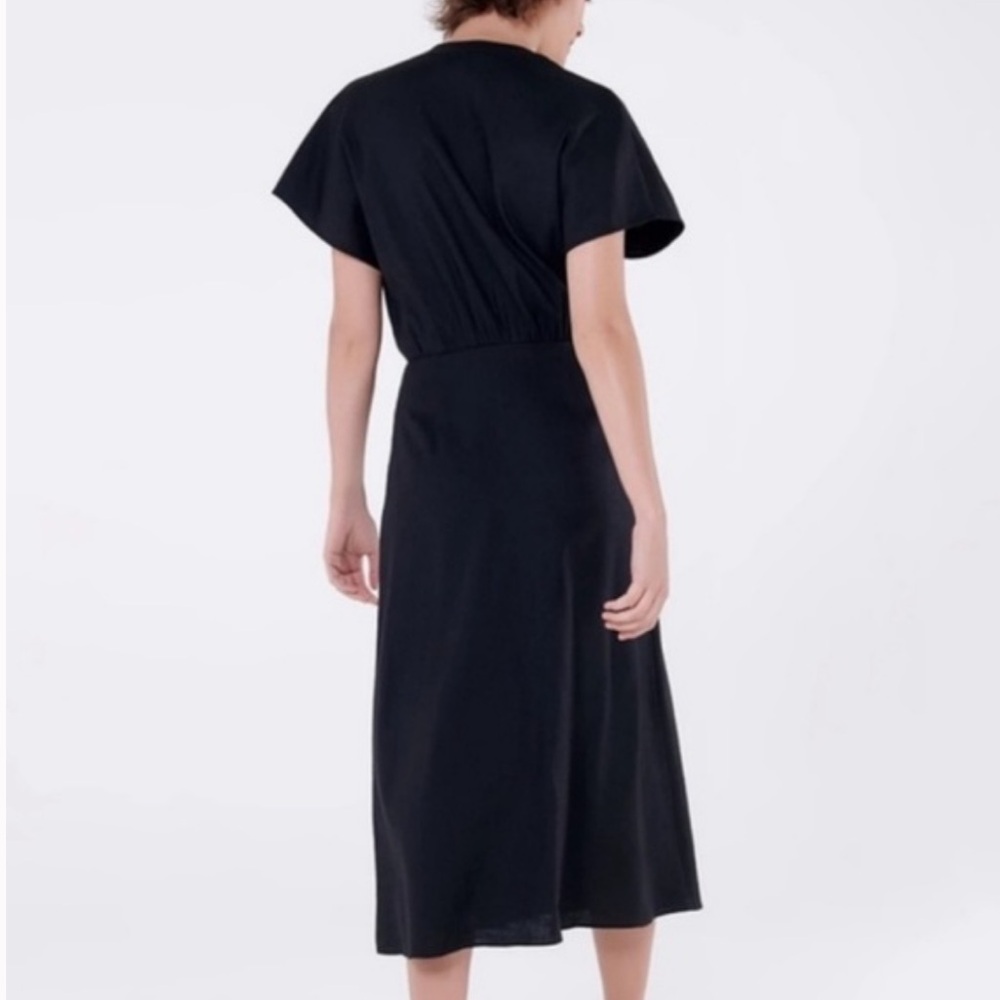 Veronica Beard Giana Black Tie Waist Button Midi Linen Dress W2092 Sz 0 - Picture 3 of 10